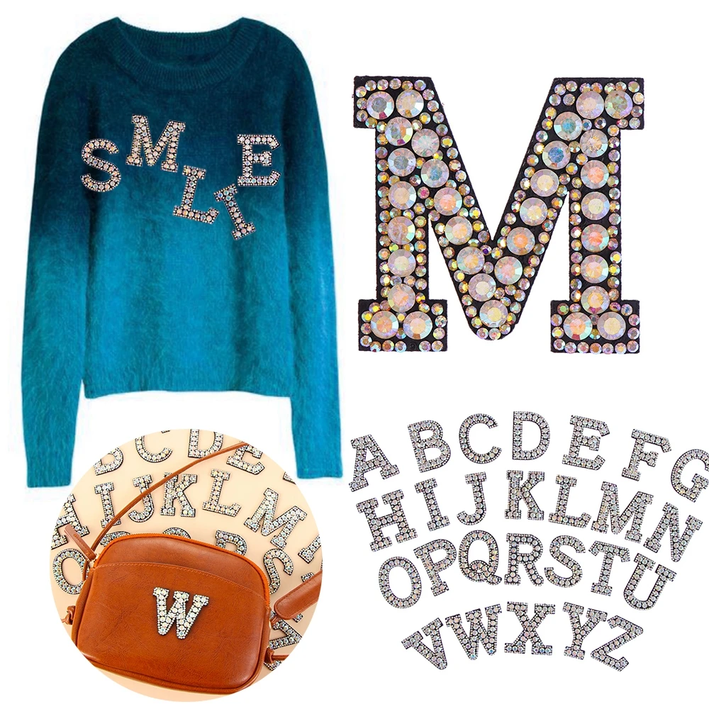 Наклейка Стразы в виде английского алфавита 1 шт.|Заплатки| |