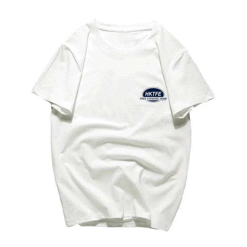 

Round Collar Men T-shirt Half Sleeve Men's Summer New Men's Short Sleeve T-shirt Men's Clothing Popular Logo Black And White
