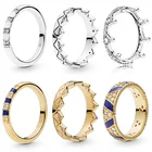 Женское экзотическое кольцо с золотистой короной и кристаллами, 6 видов