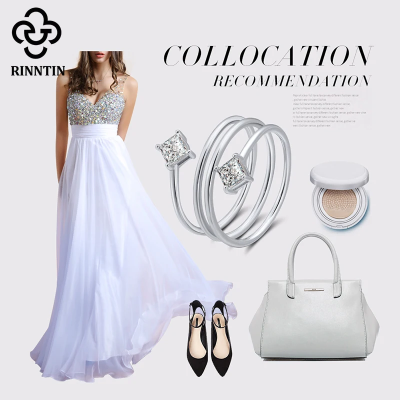 Женское кольцо из серебра 925 пробы с прозрачным цирконием|Кольца| |