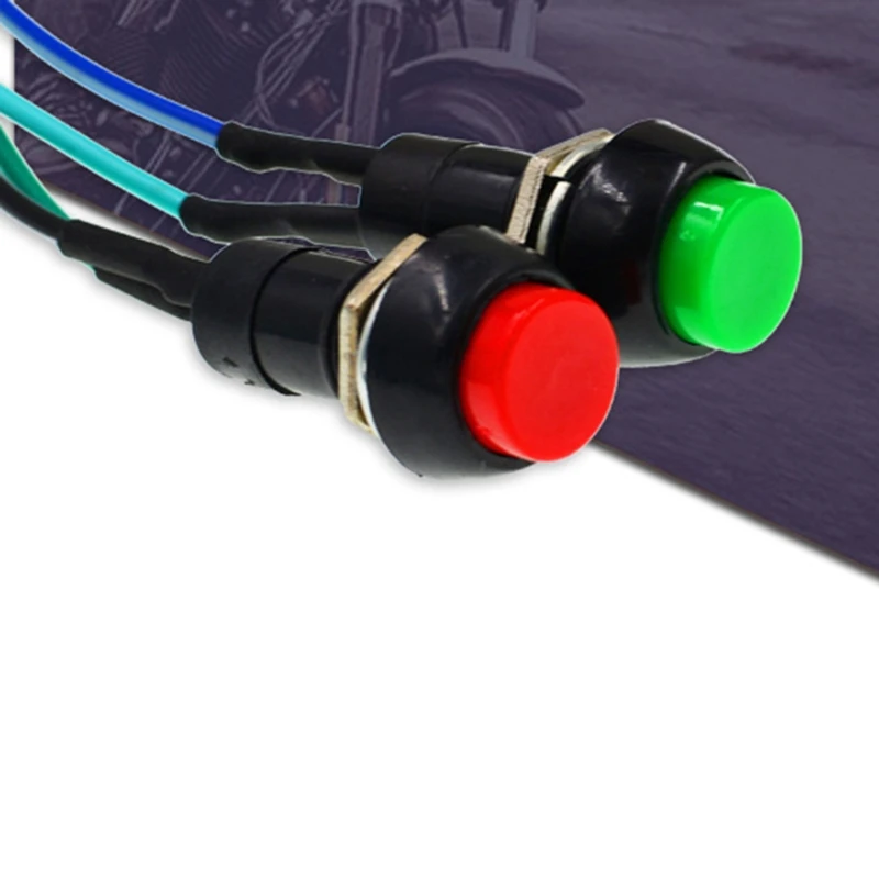 

2022 New 5pcs Self-Locking Switch Button with 14cm Two Wire for Motorcycle Electric Bike