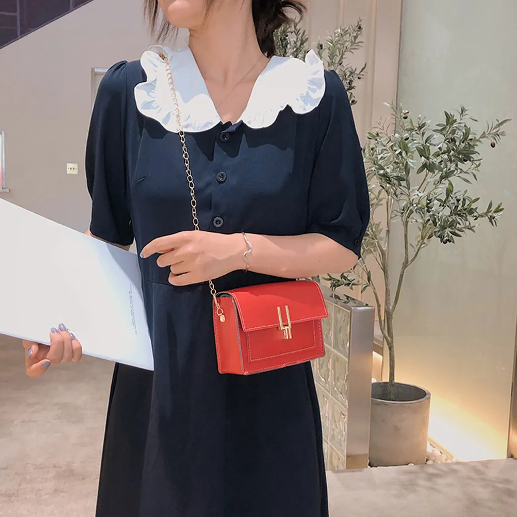 

Hot Sale Solid Women's Bag Mini Square Bag Shoulder Bags High Quality Pu Leather Shoulder Bags Ladies Wild Bags Sac A Main Femme