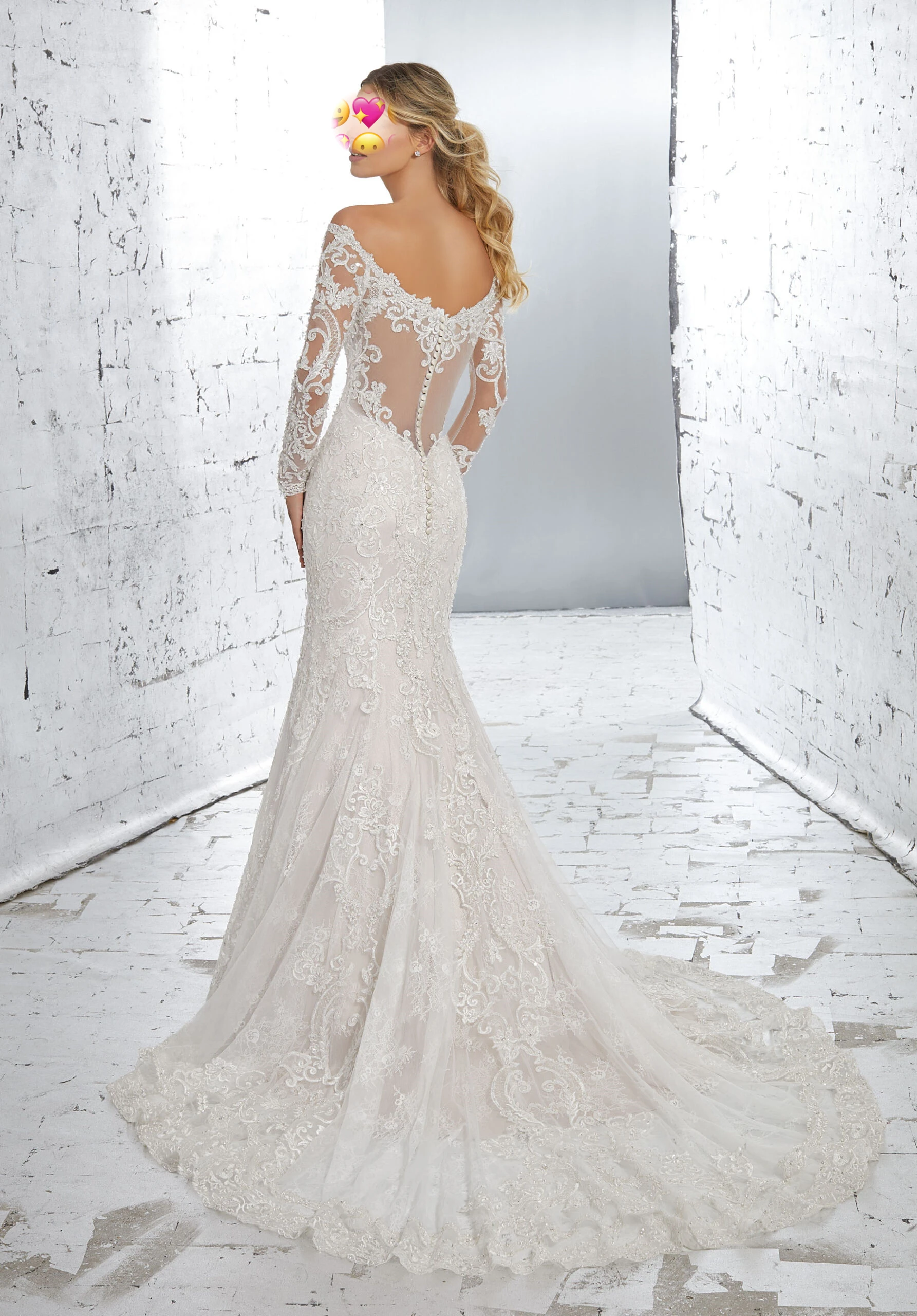 

Long Sleeve Wedding Dress Sexy off Shoulder Lace Illusion Mermaid Bridal Wedding Dresses White Tulle Vestido De Noiva