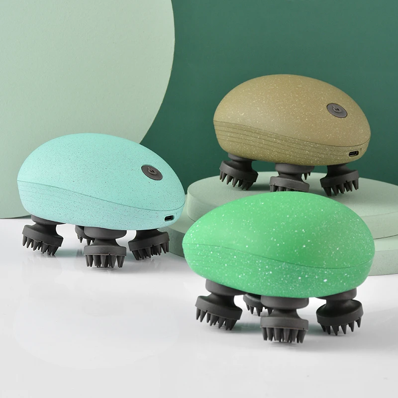 

Electric Handheld Silicone Waterproof Ipx 7 Head Body Scalp Knead Vibrating Shower Massager With 4 Heads