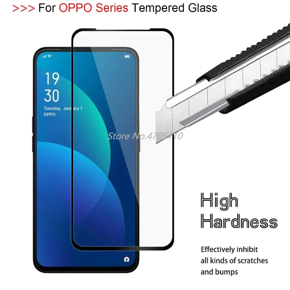 9D Full Cover Tempered Glass Protective Film for OPPO Reno R19 C1 AX5 AX7 Screen Protector Realme U1 2 PRO | Мобильные телефоны и