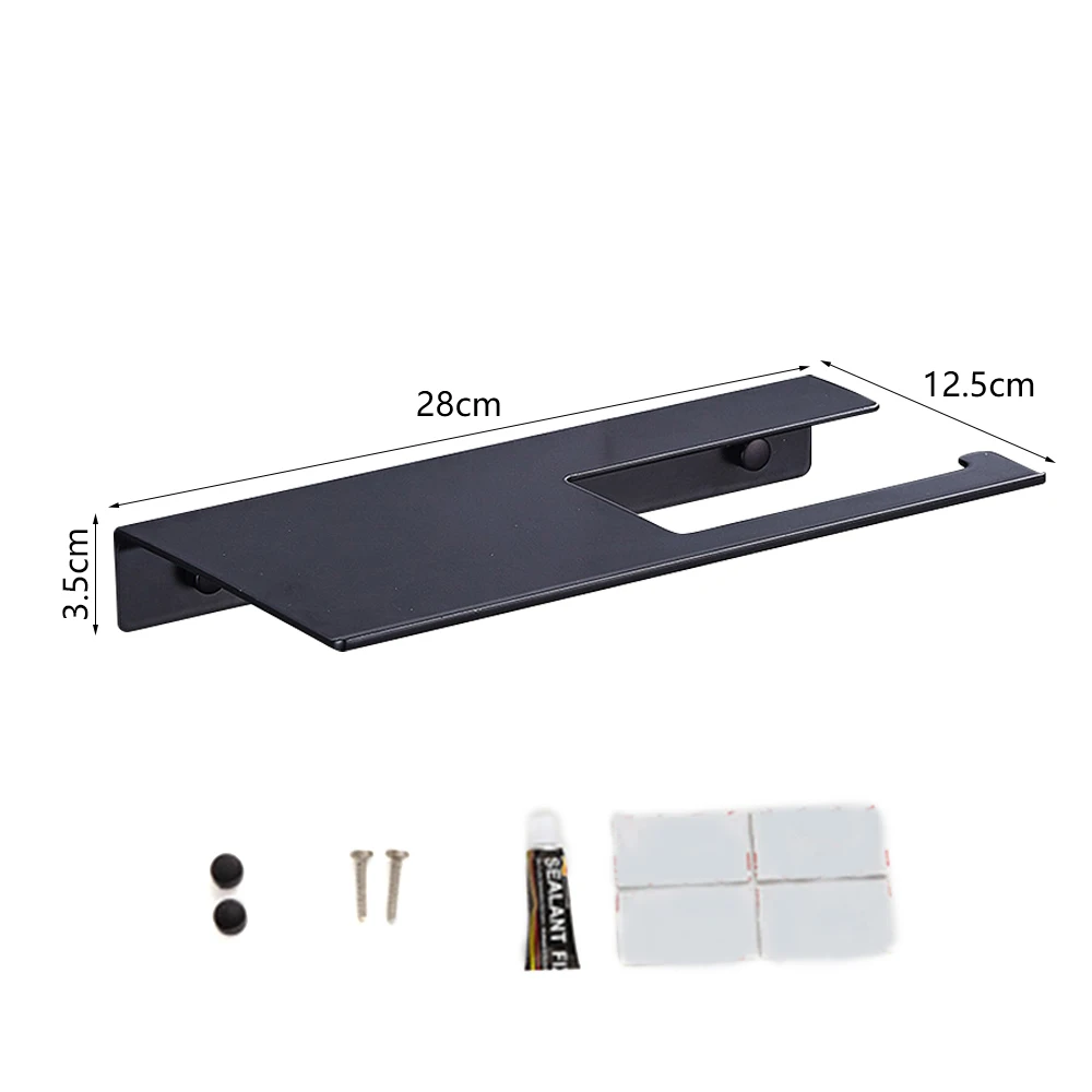 

Tissue Rack Space Aluminum Paper Holder Multifunction Punching-Free Towel Shelf Bathroom/Kitchen Wall Organizing Household