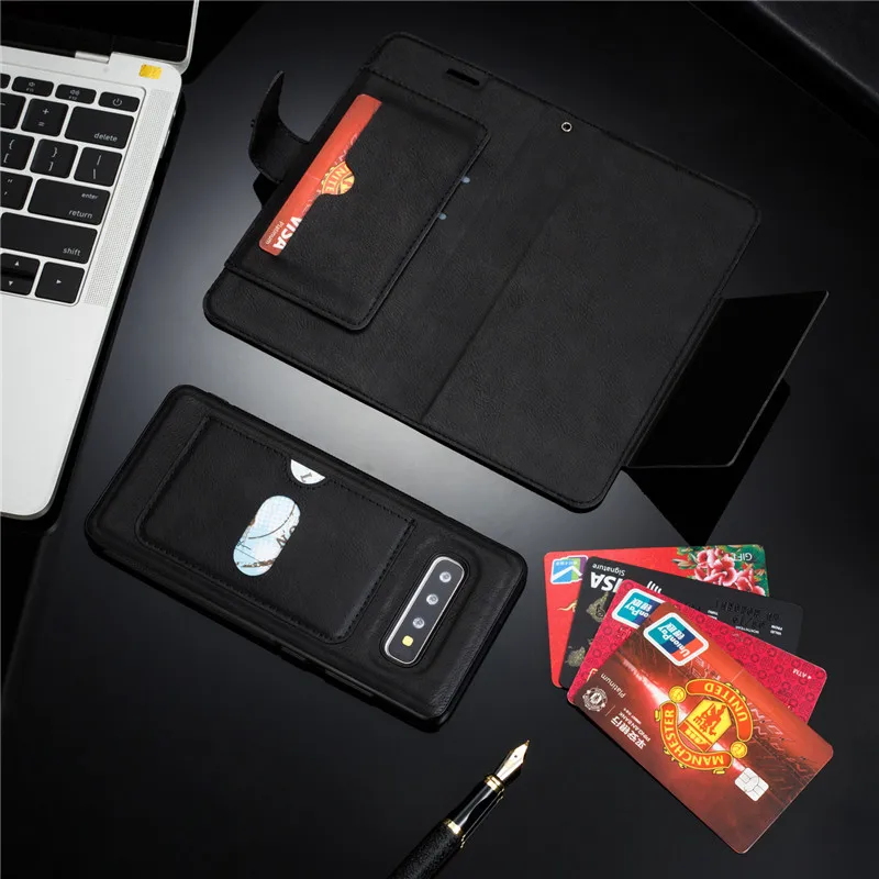 black Роскошный кожаный чехол для телефона для samsung Galaxy A50 S8 S9 S10 плюс S7 край J3 J5 J7 A5 J2 Pro J4 J6 J8 A7 чехол Крышка - Цвет: black