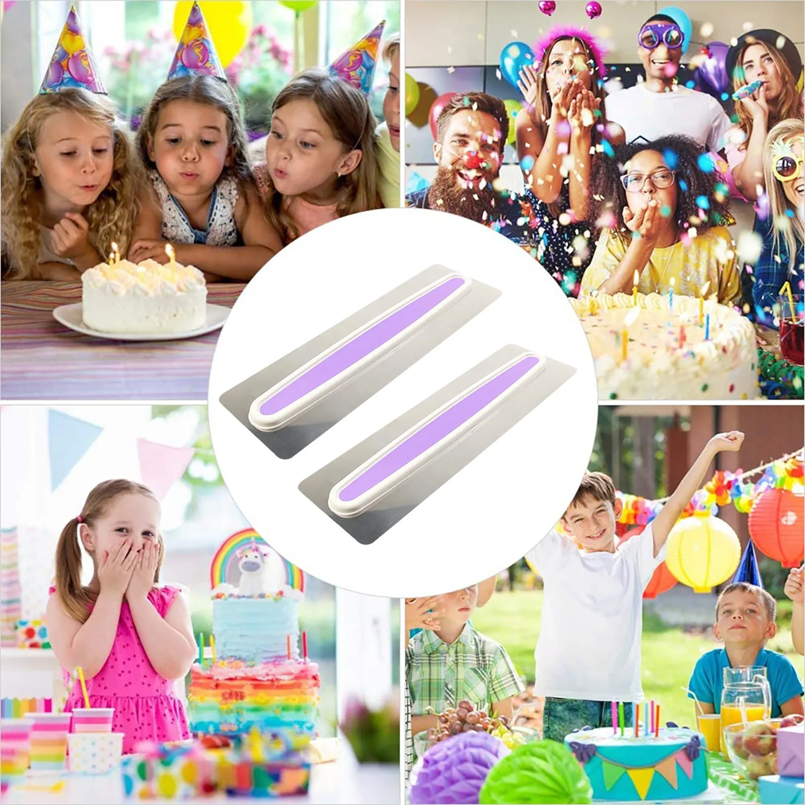 

Cake Icing Smoother Scraper Stainless Cake Edge Side Frosting Comb Set