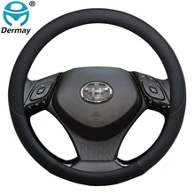 100% DERMAY Brand Leather Sport Car Steering Wheel Cover for Toyota CHR C-HR Auto Accessories