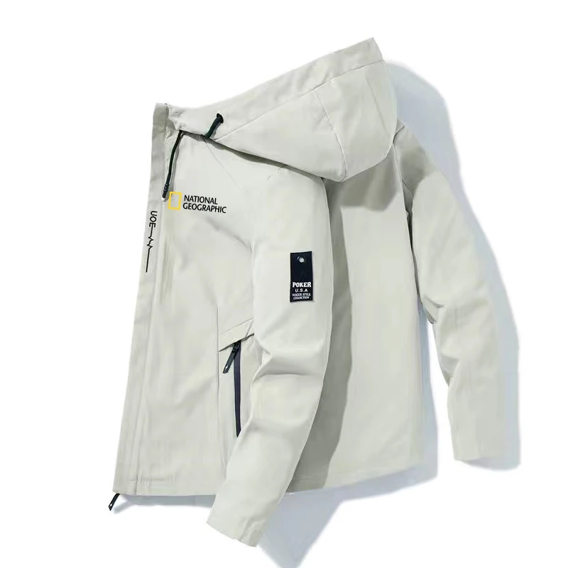 

2021 Fall/Winter New Brand National Geographic Men's Waterproof Jacket Casual Fashion Fitted Hooded Zipper Jacket