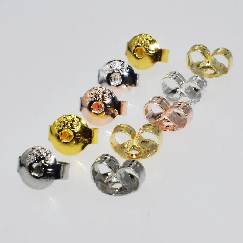

925 Silver Gold plated Earring Back Ear Plug Blocked Caps Earrings Back Stoppers For DIY Parts Jewelry Findings Making