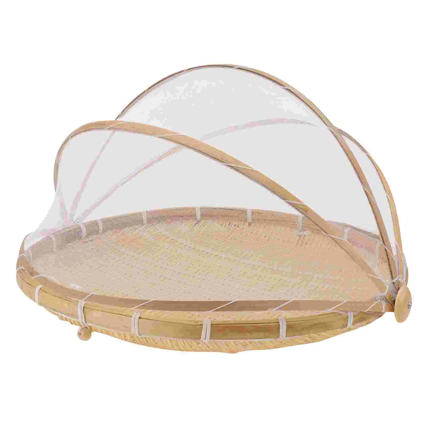 

1Pc Food Tent Basket Picnic Basket with Cover Bamboo Fruit Basket Gift