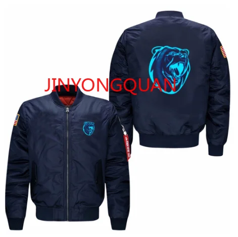 the hugely popular men's bomber flight jacket&ampcoat Animation luminou growl bear printing Air Force pilots jacket | Мужская одежда
