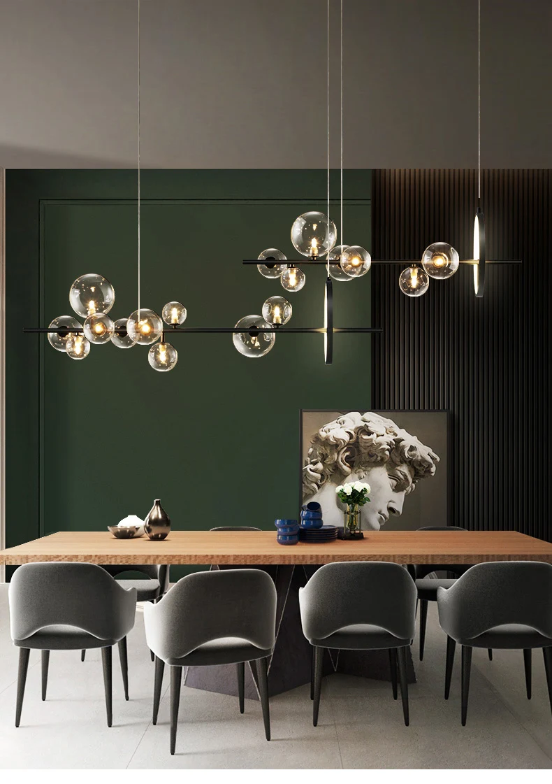 

Light luxury American industrial style lamp restaurant light creative bar table glass bubble chandelier