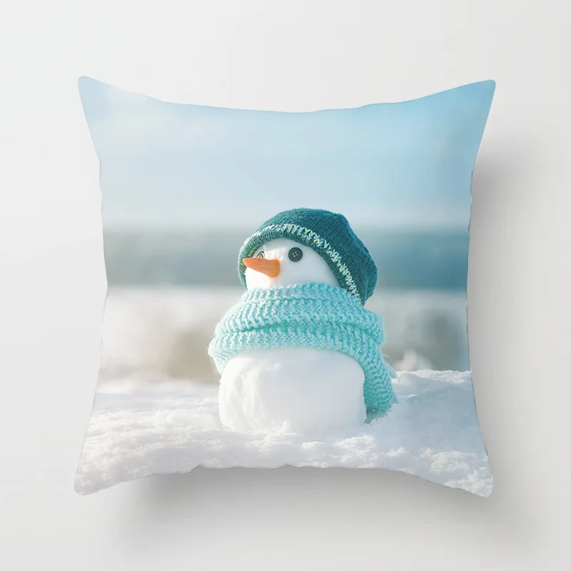 

Sigle-sided Printing Polyester Nordic Decorative Throw Pillows Case Christmas Snowman Square Cushion Cover Sofa Bed Home Decor