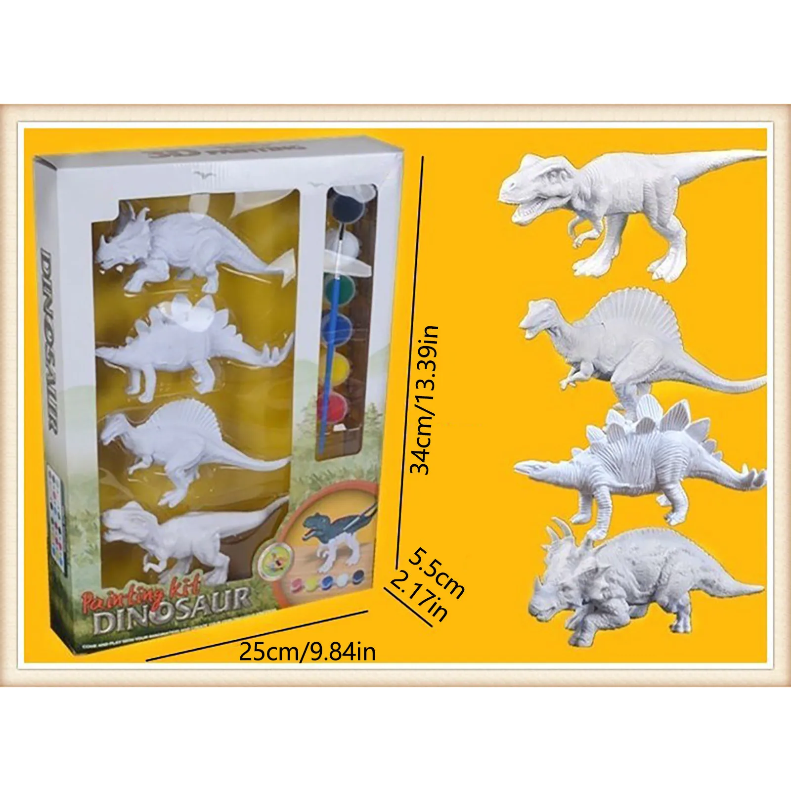 

3D children's DIY painted graffiti dinosaur puzzle creative hand-painted graffiti toy set 4-piece set of value-added puzzle