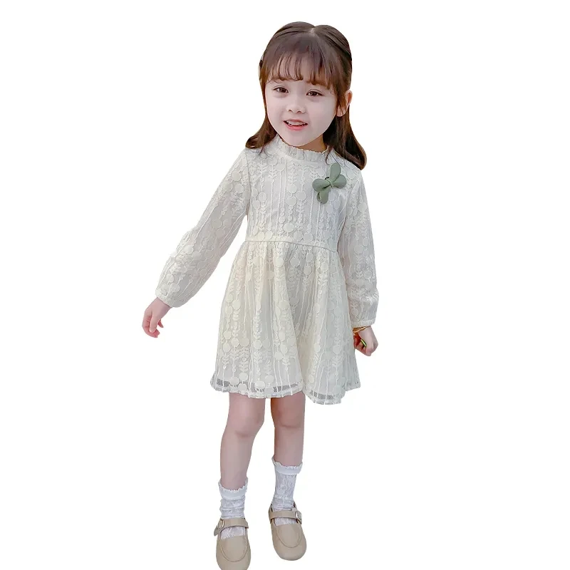 

VIDMID Girl baby lace dress spring and autumn new breathable dress girl fashion Korean long sleeved princess dress P5160