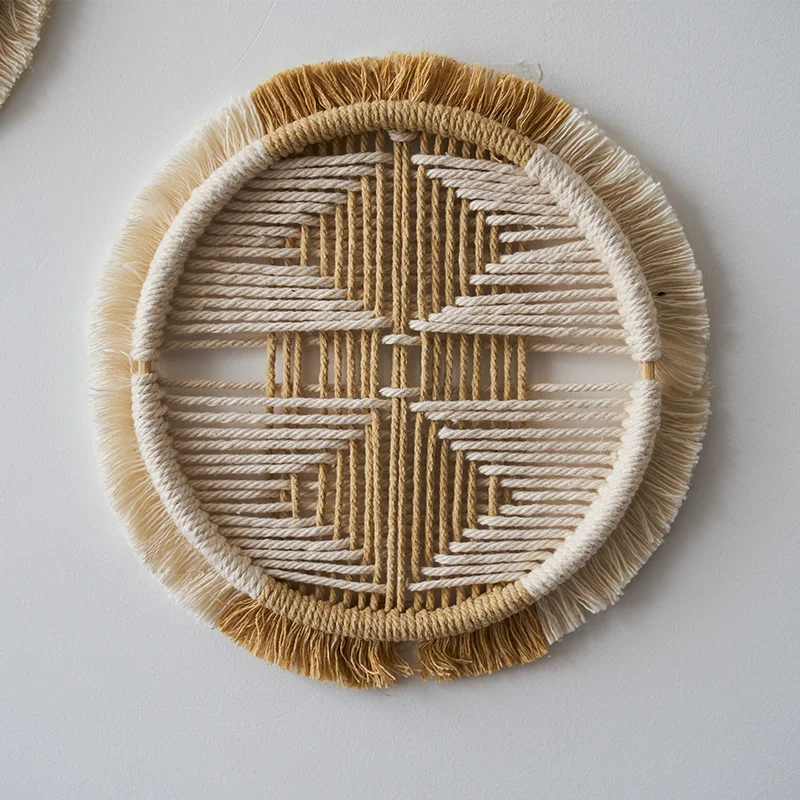 

Handmade Cotton Rope Round Wall Hanging Tapestry Macrame Black White Brown Bohemian Home Decoratio Accessories for Living Room