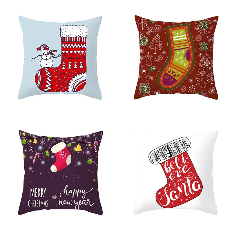 Рождественские носки с буквами красная наволочка для дома декор из микрофибры