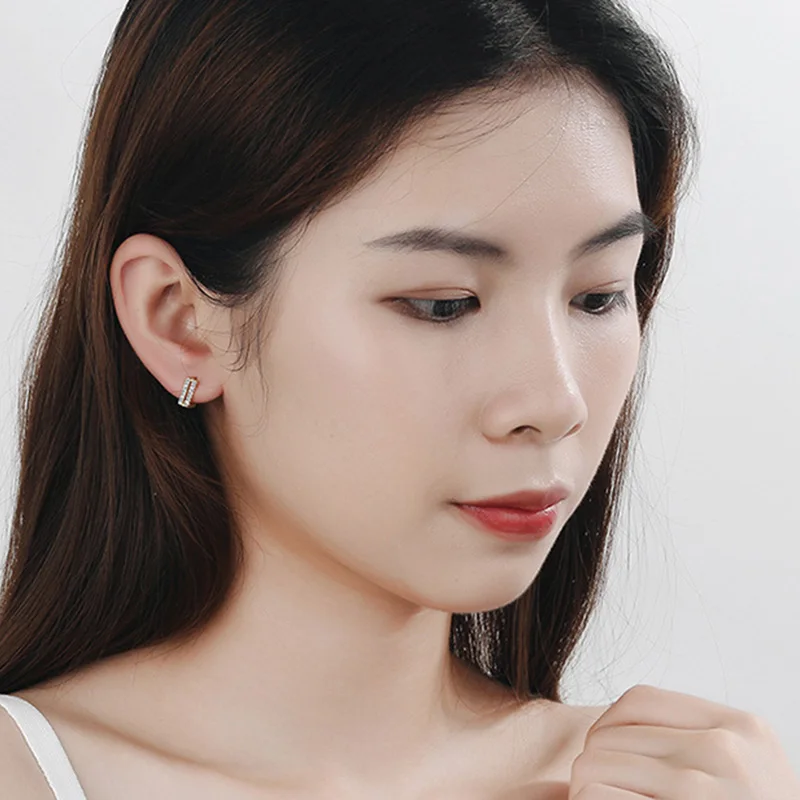 Женские серьги-кольца MEETSOFT из стерлингового серебра модные дизайнерские