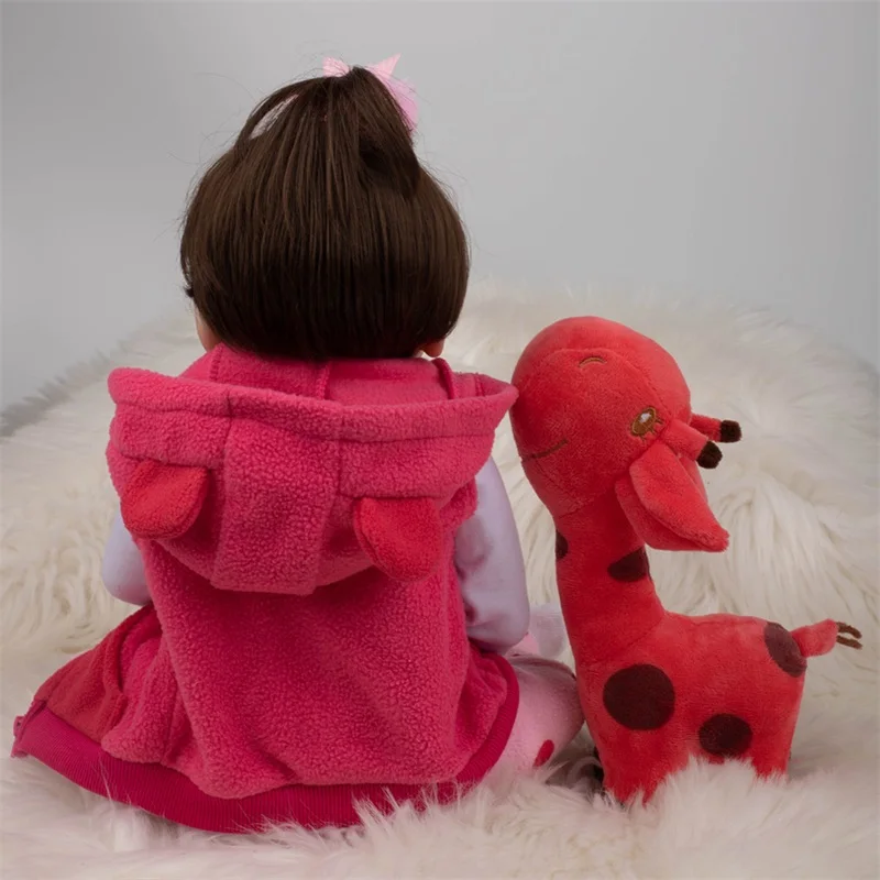 

48cm Silicone Reborn Doll With Pink Clothing Alive Toddler Realistic Lifelike Real Girl Baby Doll For Kid Birthday Christmas Toy