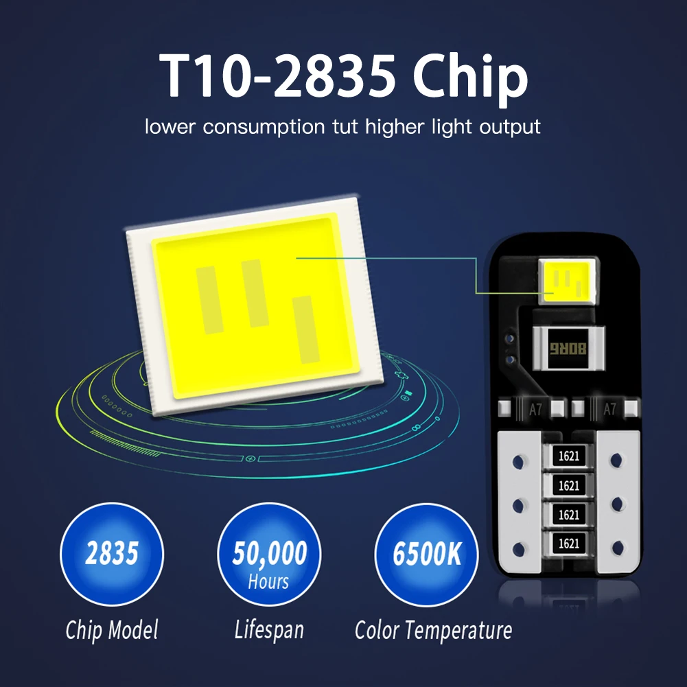 10 шт. 12 В T10 194 168 W5W SMD Светодиодные Автомобильные лампы HID Белый CANBUS без ошибок Клин