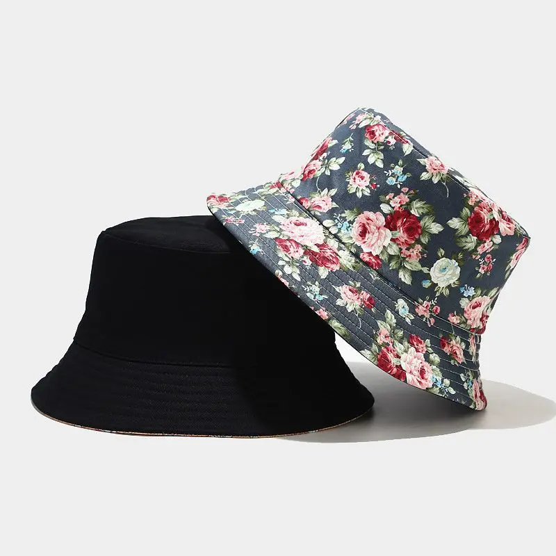 

flower basin women hats cotton rose printed women bucket cap European florial lady bucket hat reversiable women headwears