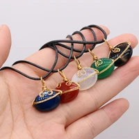 natural healing stone necklace pendants gold color wire wrap agates for women man fashion choker necklace jewelry gifts