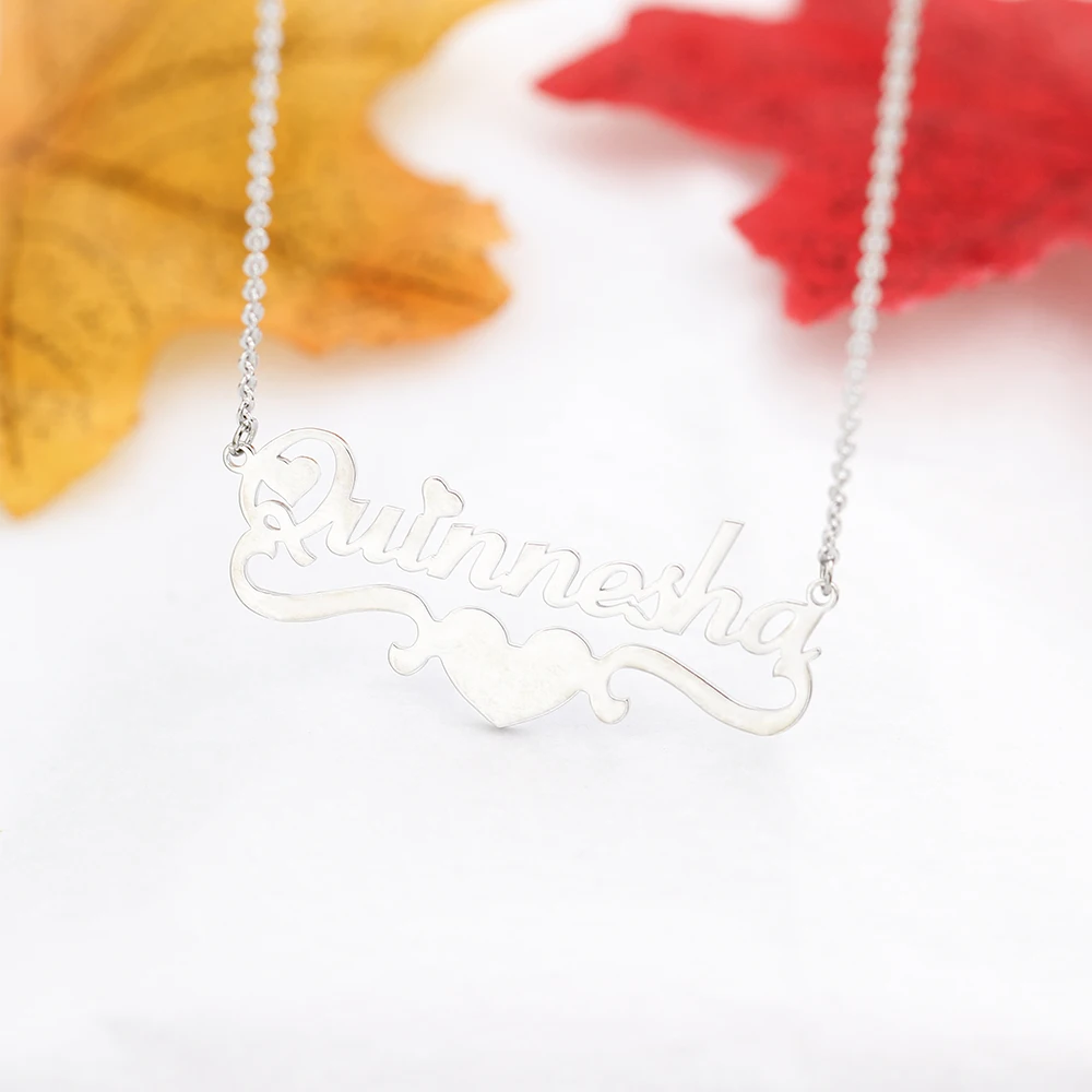 

Trendy Handmade Custom Name Pendant With Heart Any Personalized Letter Choker Necklaces Women Men Engraved Best Friend Gift Idea