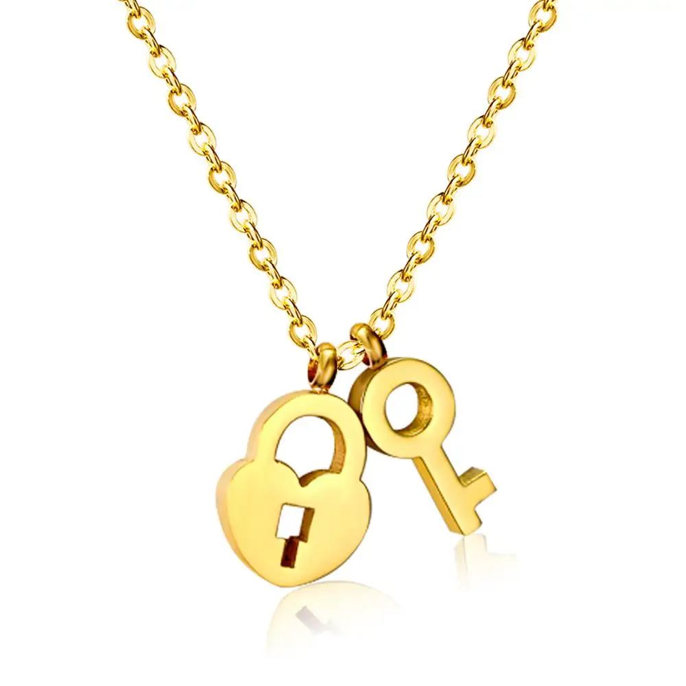 Колье LUXUKISSKIDS из нержавеющей стали золотистое/стальное ожерелье Love key чокер с