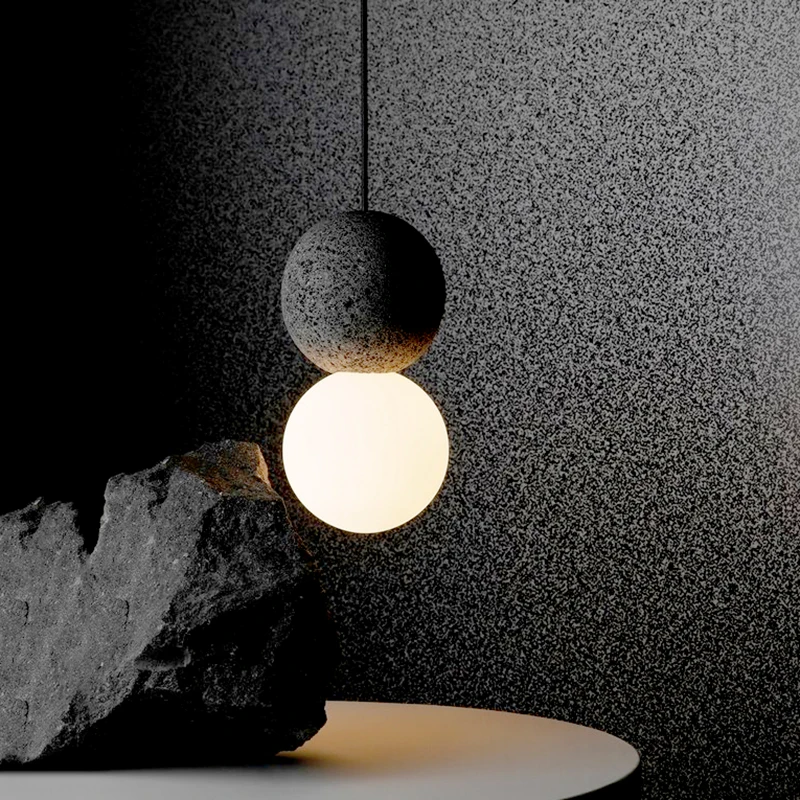 

Nordic Simple single head bedside chandelier LED Fashion glass ball & cement luminaria interior home decor lustre pendant lights