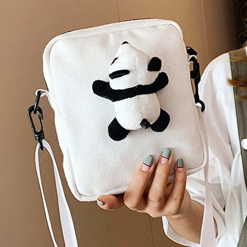 

Fashion Cute Panda Doll Simple Shoulder Bags for Female Cute Mobile Phone Messenger Bag