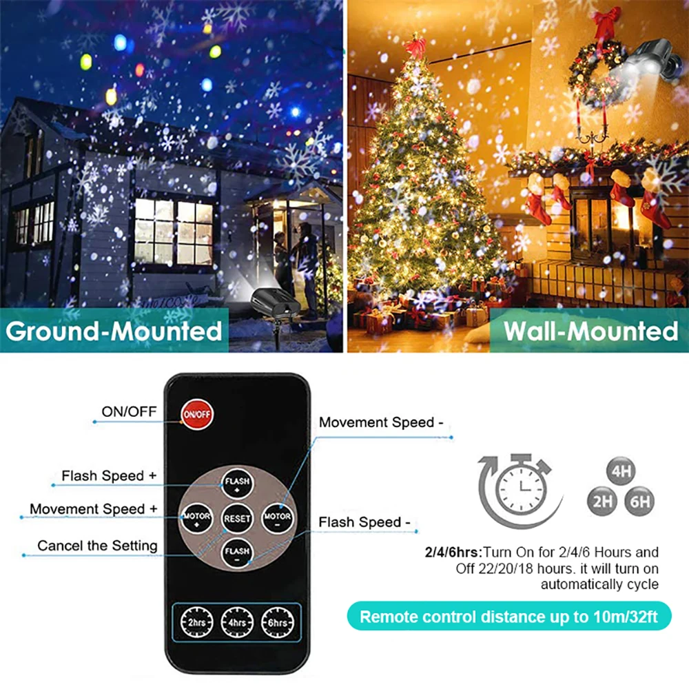 2021 Снежинка Рождественский светодиодный светильник с проекцией дистанционное