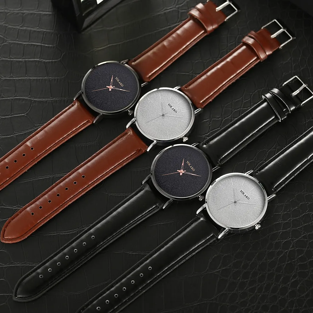 Модные простые мужские и женские часы без цифровых весов кожаный ремешок