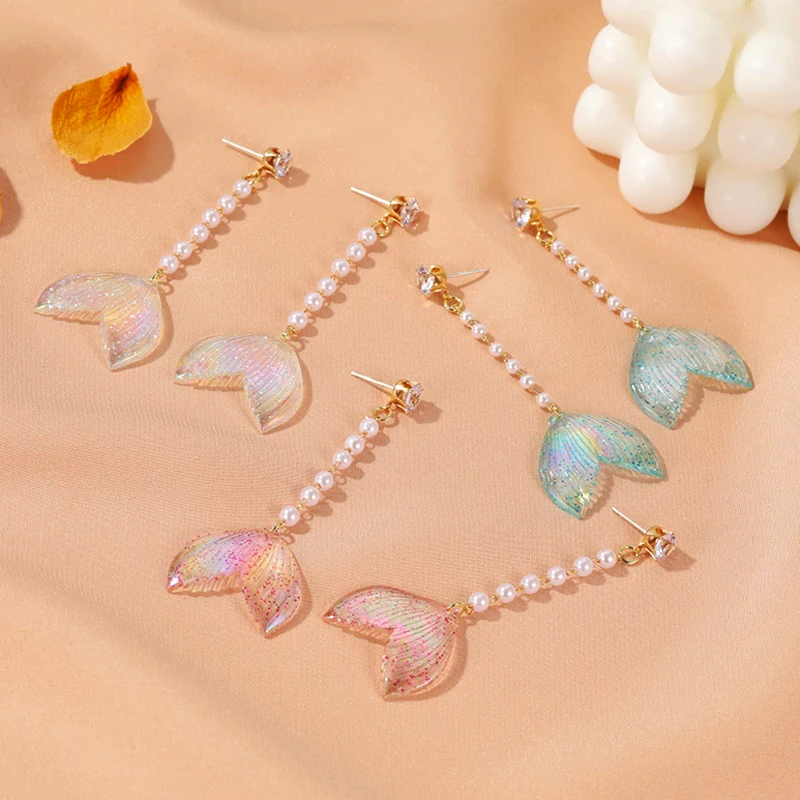 Элегантные висячие серьги с имитацией жемчуга модные подвески в виде рыбьего