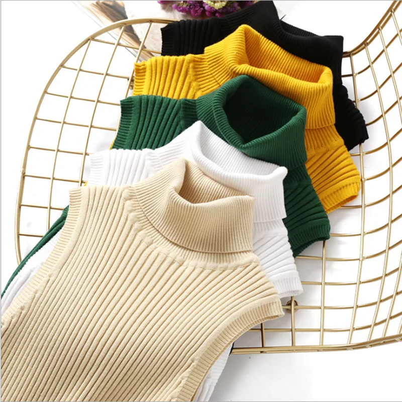 

New Sexy Sleeveless Sweater Female Tank Turtleneck Sweater Women Slim Knitting Sweater Women Winter Pullovers Women Jumper Tanks