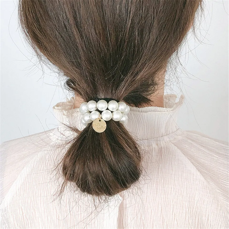 Корейские жемчужные Завязки для волос с бисером женское металлическое