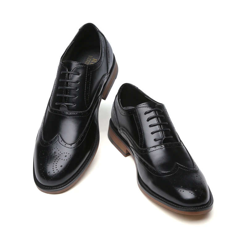 Black Full Brogue Misalwa/парадная обувь заостренная, на шнуровке, офисная, деловая, Свадебная обувь коричневая обувь из искусственной кожи в стиле ретро - Цвет: Black Full Brogue