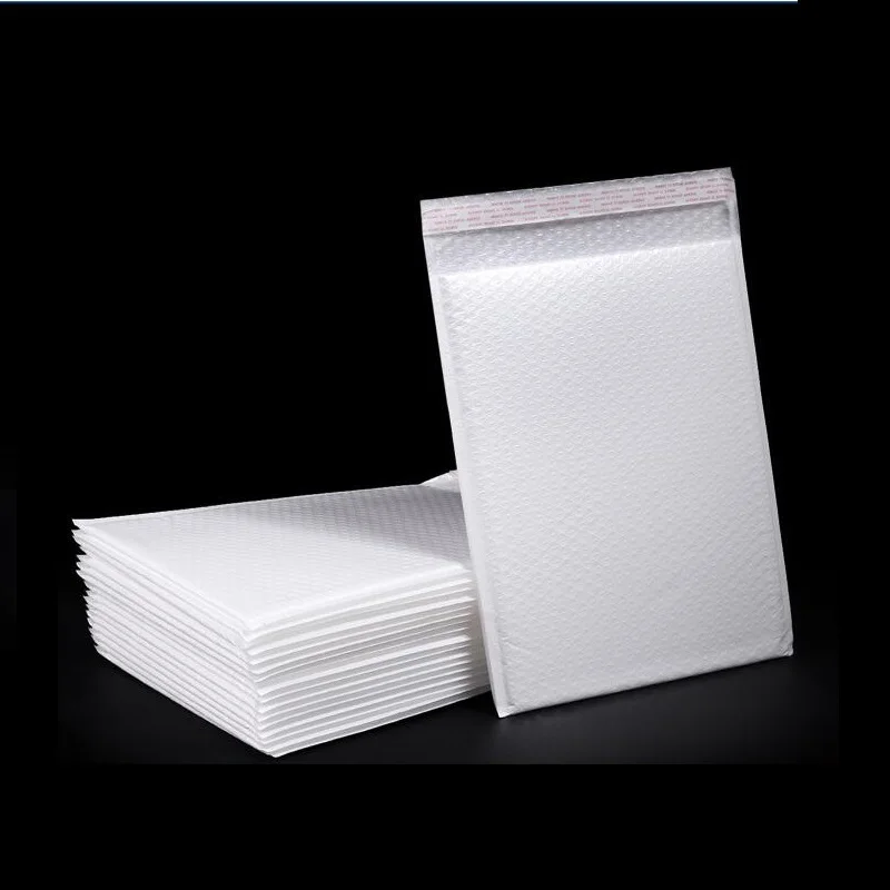 50PCS Gift Packaging Shipping Envelope With Bubble Padded Waterproof White Pearl Film Bubble Envelope Mailing Bags 