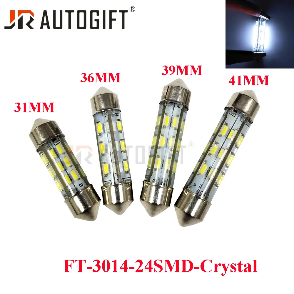 

20PCS 12V white New LED interior lights Festoon 31/36/39/41mm 3014 24SMD 3014 Crystal Dome lights