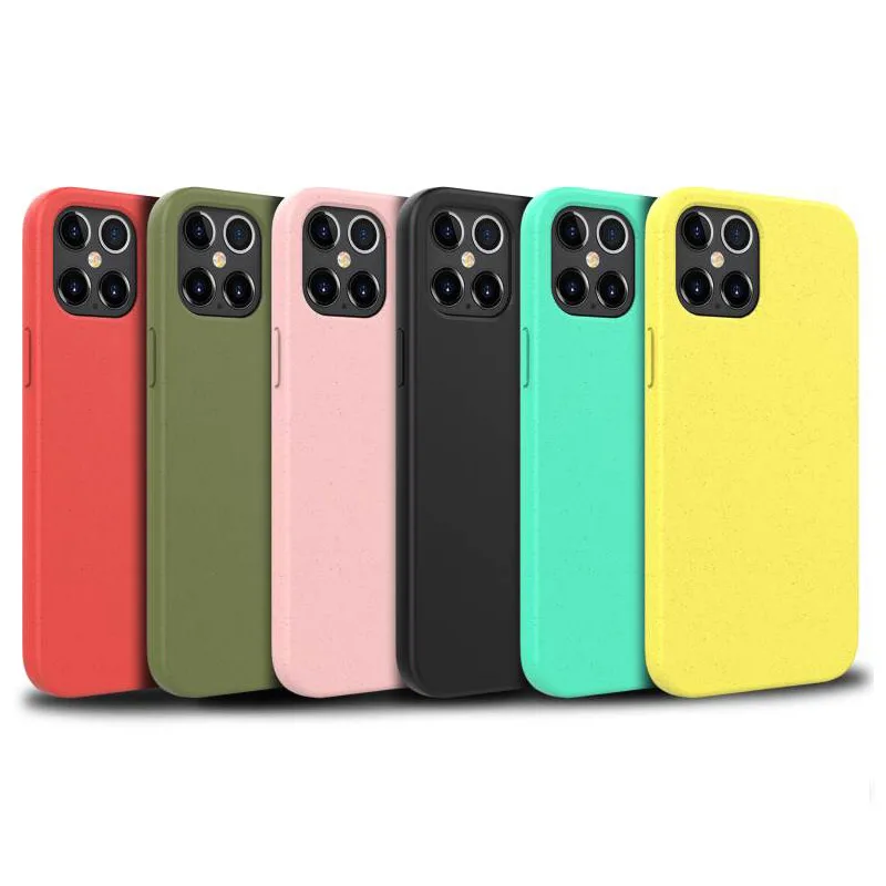 

Biodegrable Case For iPhone 12Mini 12 11 Pro Max X XS XR 8 7 8Plus 7Plus SE 2020 Environmentally Friendly Wheat Straw Back Cover