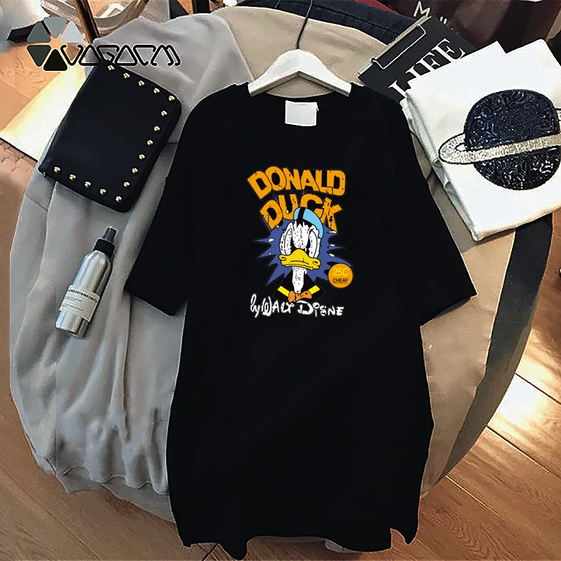 

Mini Women T-Shirt Dress Harajuku Short Sleeve Vintage Mickey Print Dresses Casual Loose Party Summer Femme Streetwear