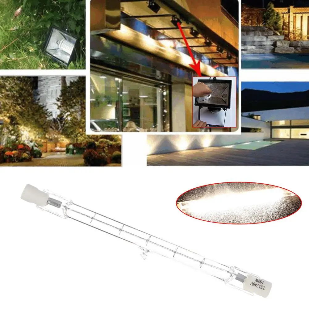 

Tungsten-Iodine Lamp 220V-240V Indoor Outdoor Room Lighting Household Supply Transparent R7S Energy Saving 100W Halogen Lamp