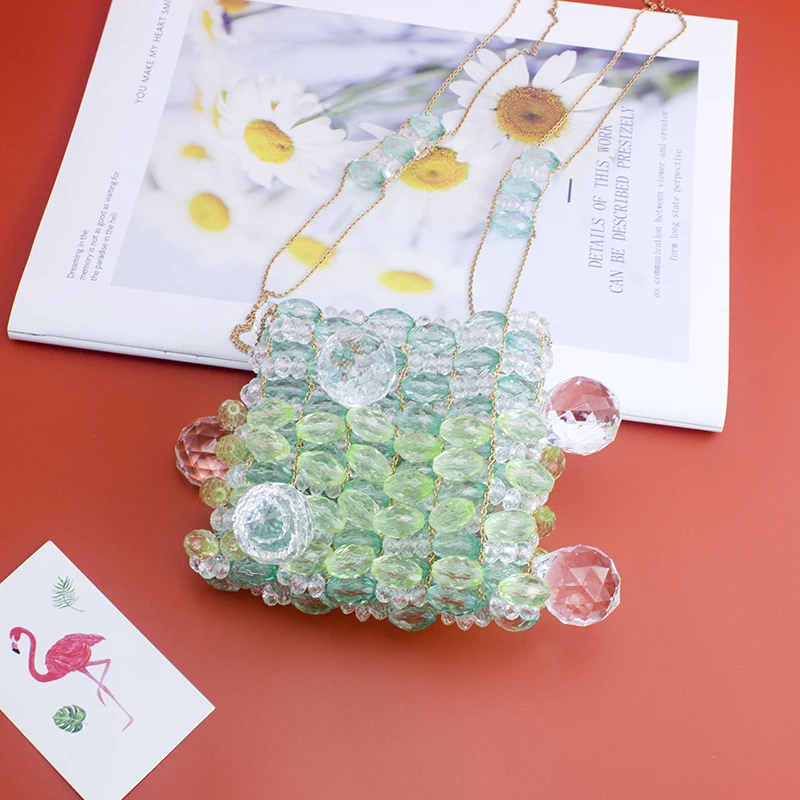 Брендовая Роскошная летняя маленькая плетеная Сумка со стразами отделанная