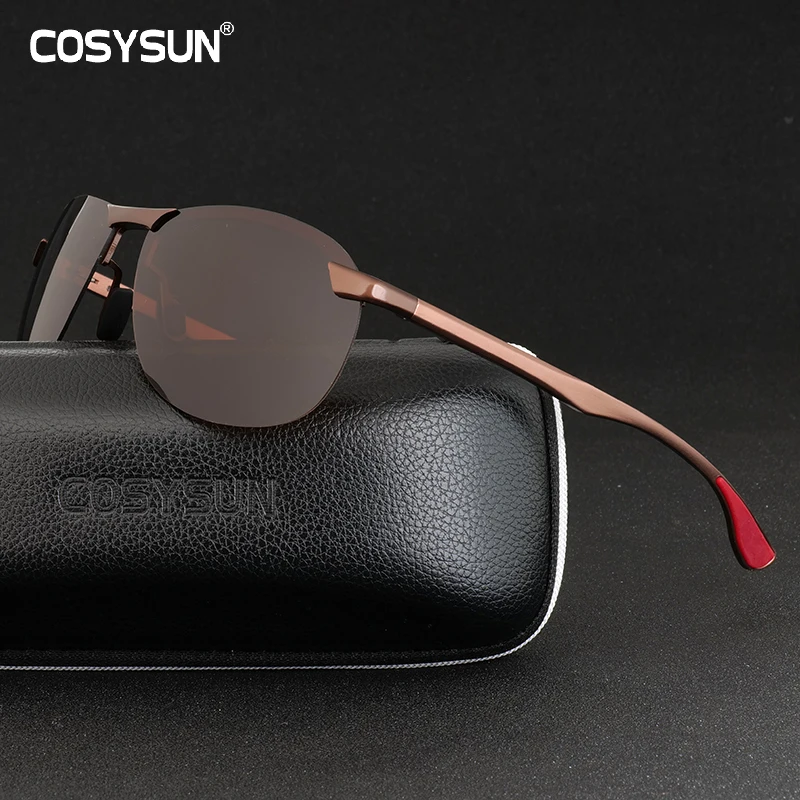 Мужские солнцезащитные очки без оправы брендовые дизайнерские поляризационные