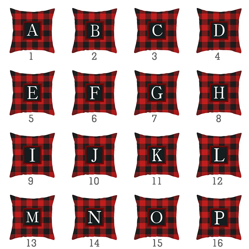 Рождество В красную клетку A F письмо наволочка домашний декор из микрофибры