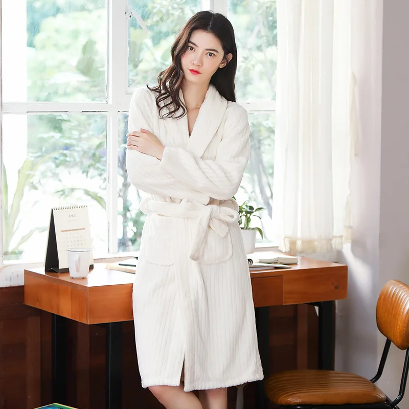 Заводской фланелевый Халат для пар мужчин и женщин толстая флисовая Пижама