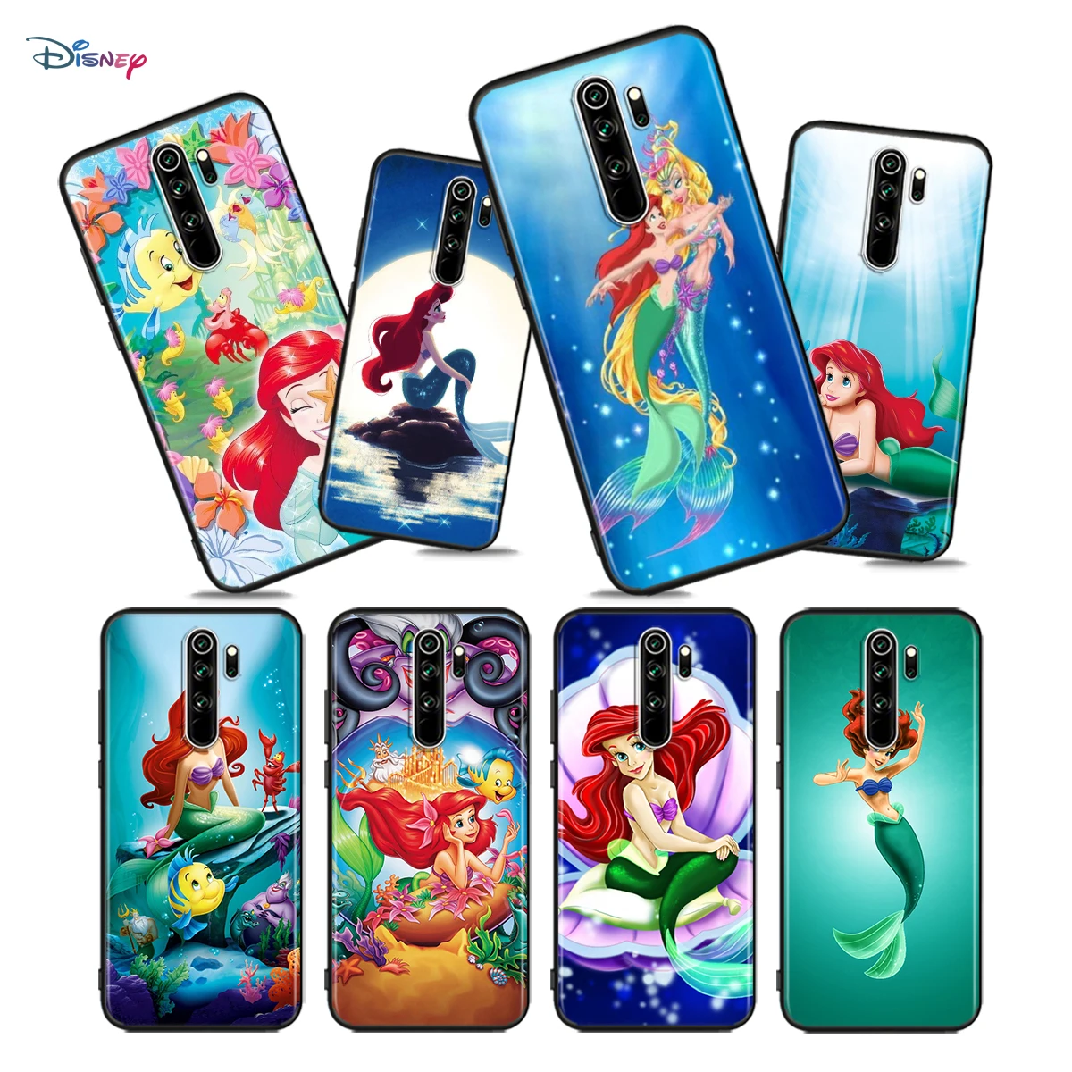 

The Little Mermaid For Xiaomi Redmi Note10 10S 9T 9S 9 8T 8 7 6 5A 5 4 4X Prime Pro Max Black Phone Case Cover