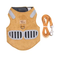dog harness with leash suede fabric breathable adjustable pet vest for small medium dogs walk puppy cat safety rope pet supplies