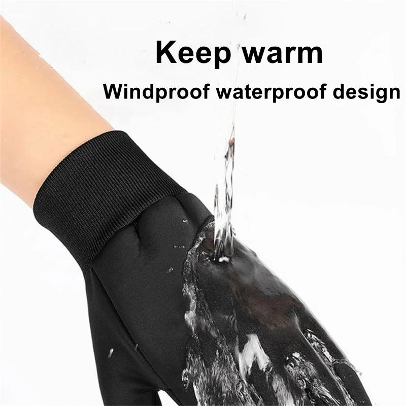 Waterproof Cycling Gloves Winter Touch Screen Outdoor Scooter for Riding Bike Motorcycle Ski Warm Polyester Full Finger | Спорт и